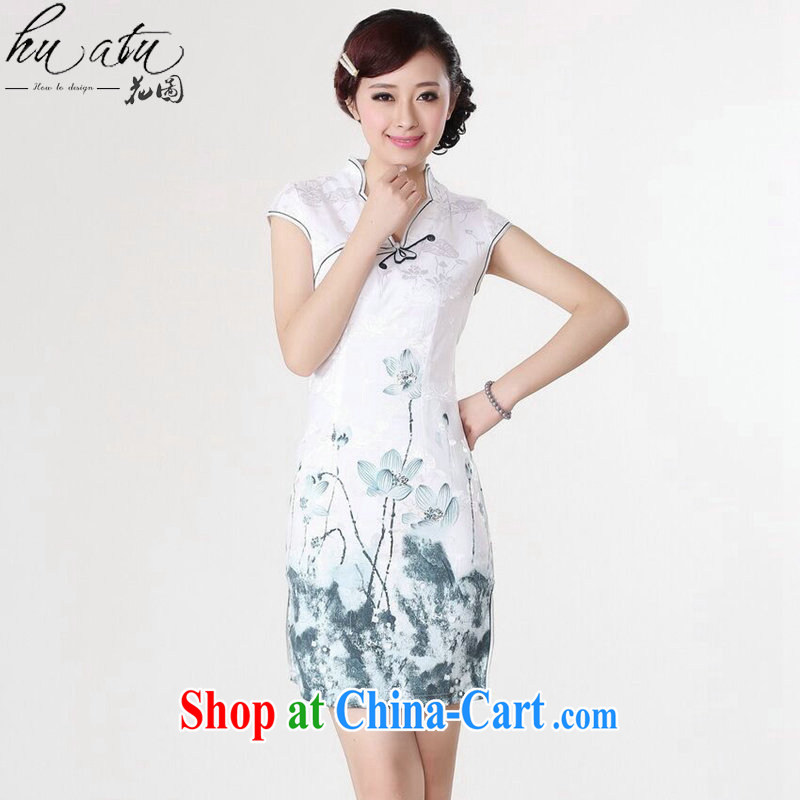 spend the summer new cheongsam Chinese women Chinese improved, for pure cotton hand-painted retro short cheongsam dress such as the color 2 XL, spend, and, shopping on the Internet