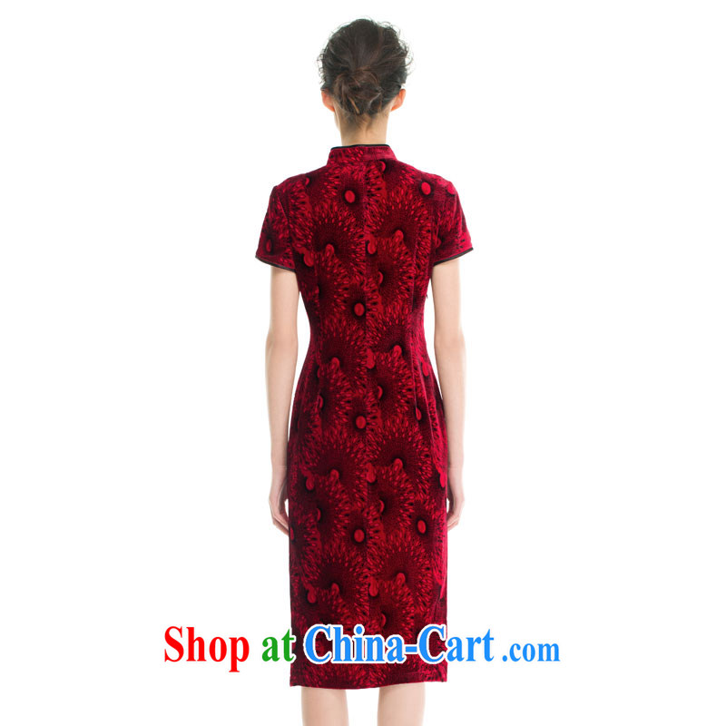 Wood is really the 2015 spring and summer new Chinese beauty Silk Cheongsam dress with her mother half sleeve wedding dress 43,201 04 deep red XXL (B), wood really has, shopping on the Internet