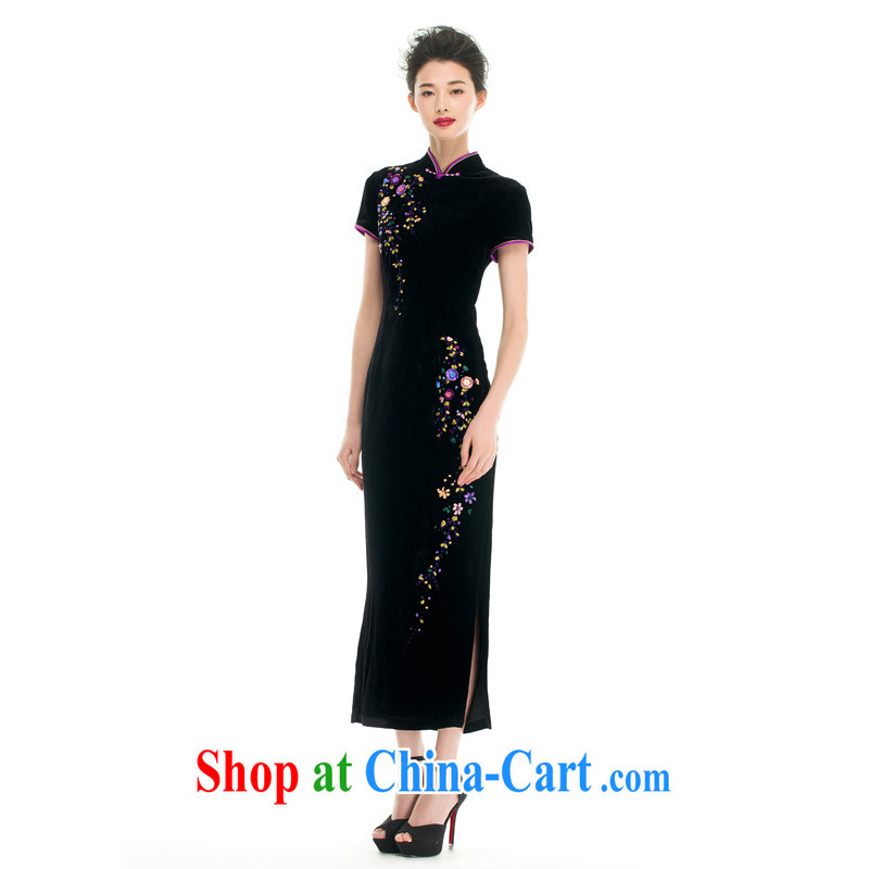 Wood is really the 2015 spring and summer new Chinese, warranty for fun tie really scouring pads long cheongsam mom with 43,205 01 black XXL (B), wood really has, shopping on the Internet