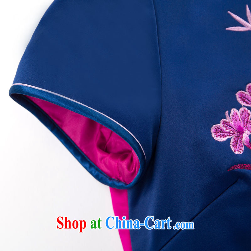 Wood is really the 2015 spring and summer new, Chinese, for stitching two-color flower embroidery cheongsam MOM 43,283 18 deep toner M, wood really has, shopping on the Internet