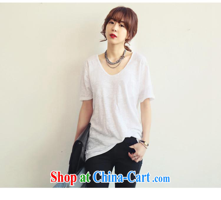 Deloitte Touche Tohmatsu store sunny summer 2015 new Korean girls the howling ghost cotton loose V collar short-sleeve T-shirt large, pure white, long school black XL pictures, price, brand platters! Elections are good character, the national distribution, so why buy now enjoy more preferential! Health