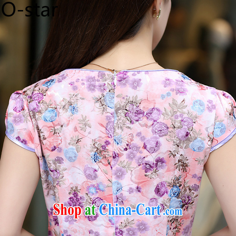 O - Star 2015 spring and summer New Daily Short dresses retro improved cultivation video thin cheongsam dress floral dress-light purple L, O - Star, shopping on the Internet