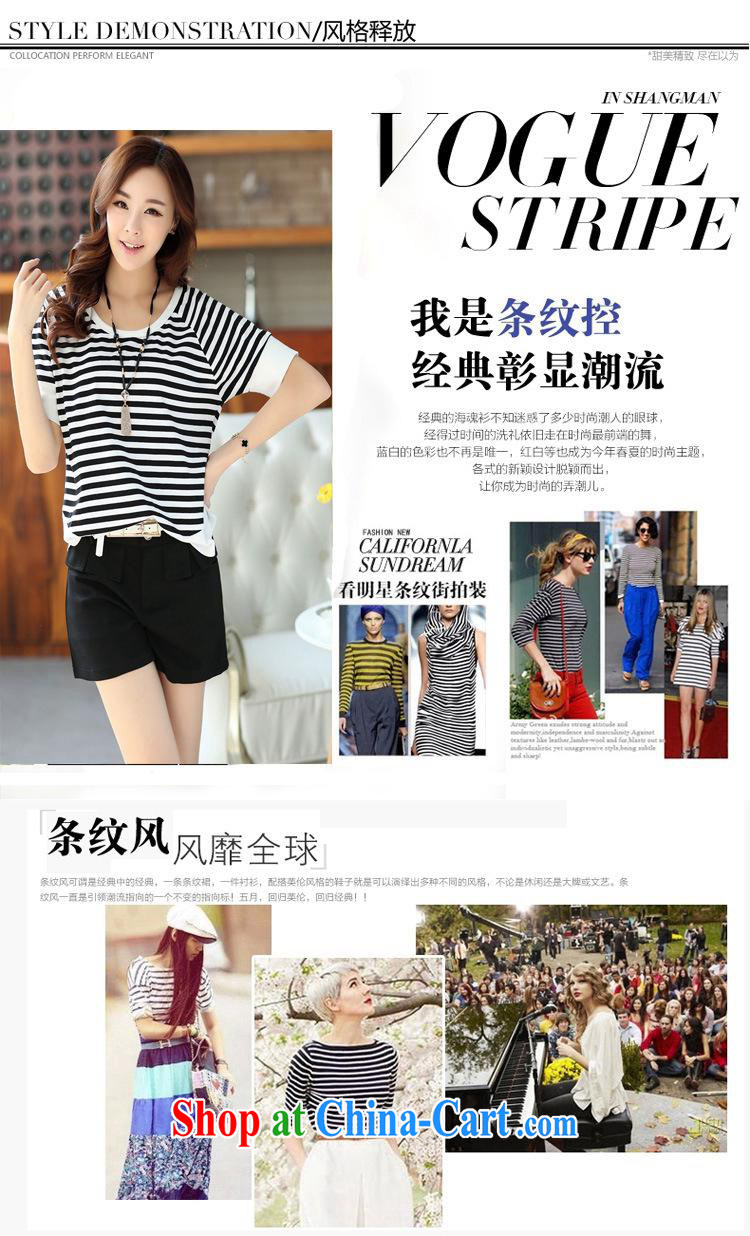 2015 new summer female new streaks T shirt relaxed round-collar short-sleeve stylish beauty stitching 100 ground T-shirt female black and white streaks L pictures, price, brand platters! Elections are good character, the national distribution, so why buy now enjoy more preferential! Health