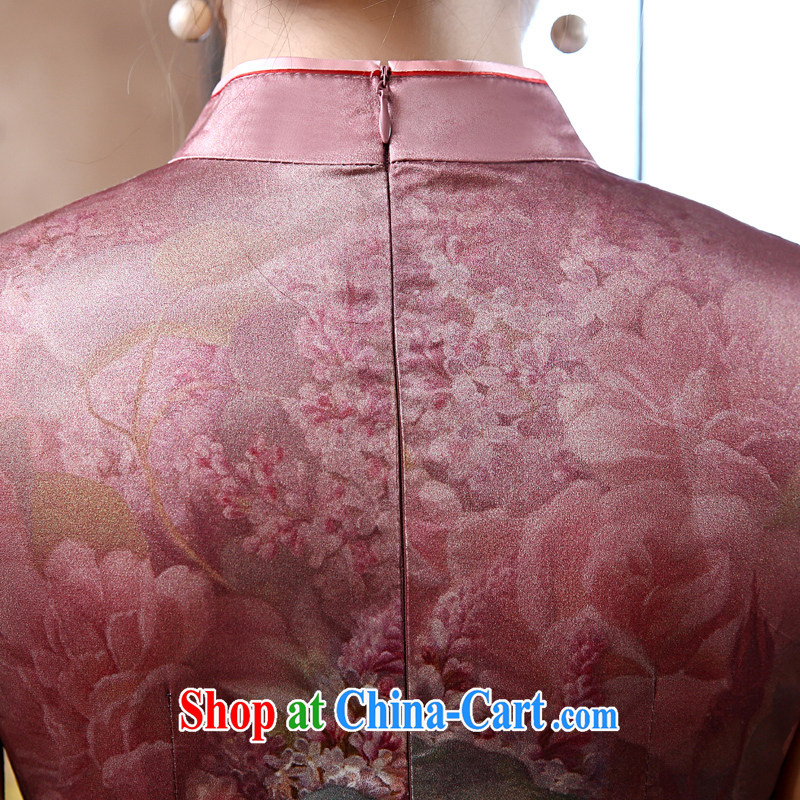 Morning, new 2015 summer retro short improved stylish double sauna silk silk Chinese qipao may wish, Purple XL morning land, shopping on the Internet