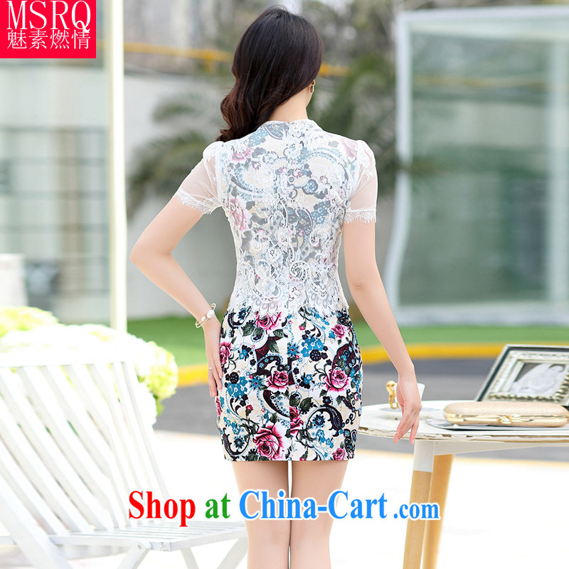 Quality of fuel and 2015 summer new lace stitching chintz half sleeve female Tang decorated in stylish dresses female black XXXL, director of fuel (meisuranqing), and, on-line shopping