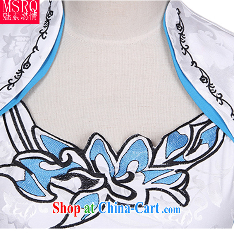 Quality of fuel and 2015 summer new, take the collar retro beauty and stylish Chinese Dress female blue XXL, director of fuel (meisuranqing), shopping on the Internet