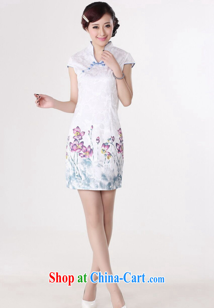 spend the summer new Chinese cheongsam dress Chinese improved version hand-painted cotton, for elegant short cheongsam figure color 2 XL pictures, price, brand platters! Elections are good character, the national distribution, so why buy now enjoy more preferential! Health