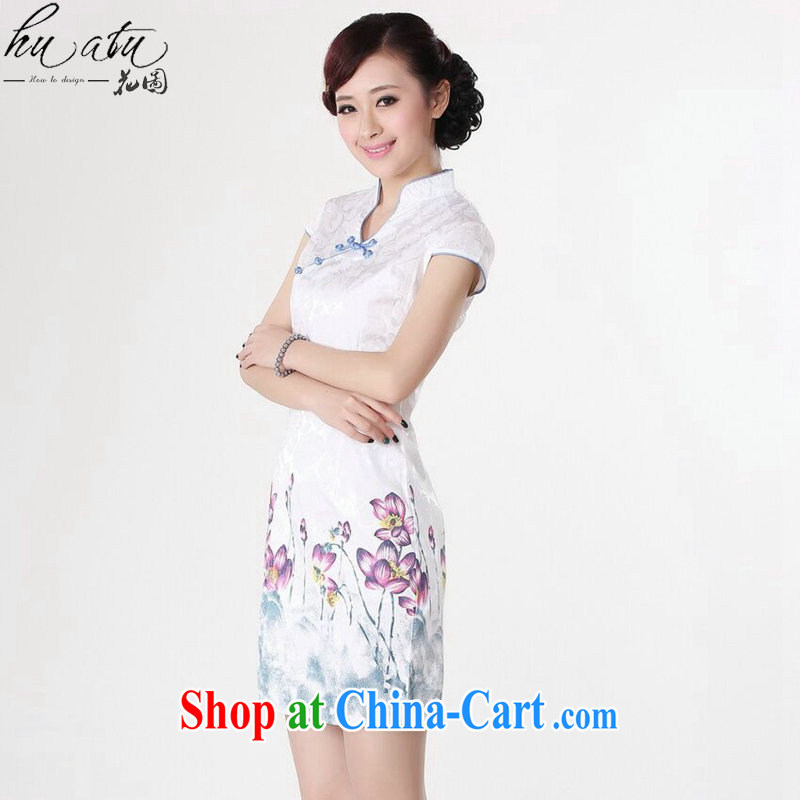 spend the summer with new Chinese cheongsam dress Chinese improved version hand-painted cotton, for elegant short dresses such as the color 2 XL, figure, and shopping on the Internet