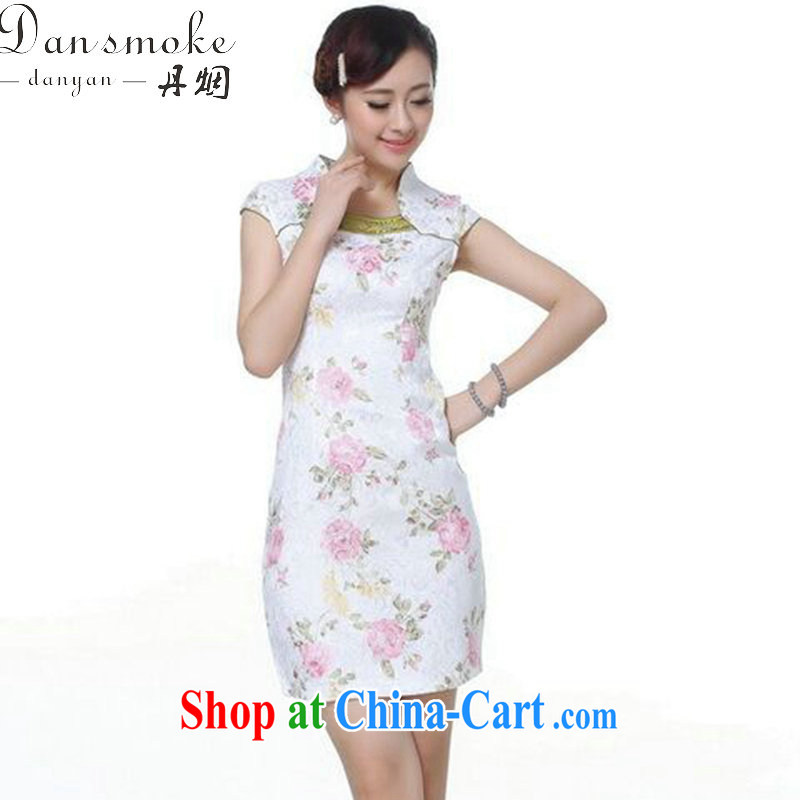 Take the Chinese cheongsam dress summer new Chinese Dress improved version daily, for jacquard cotton short cheongsam as shown color 2 XL, spend figure, and on-line shopping