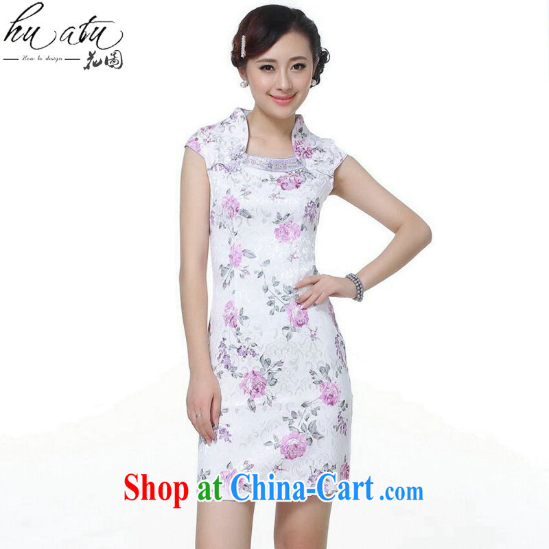 Take the cheongsam Tang Women's clothes summer new Chinese Dress improved version for the jacquard cotton short cheongsam dress figure-color 2 XL