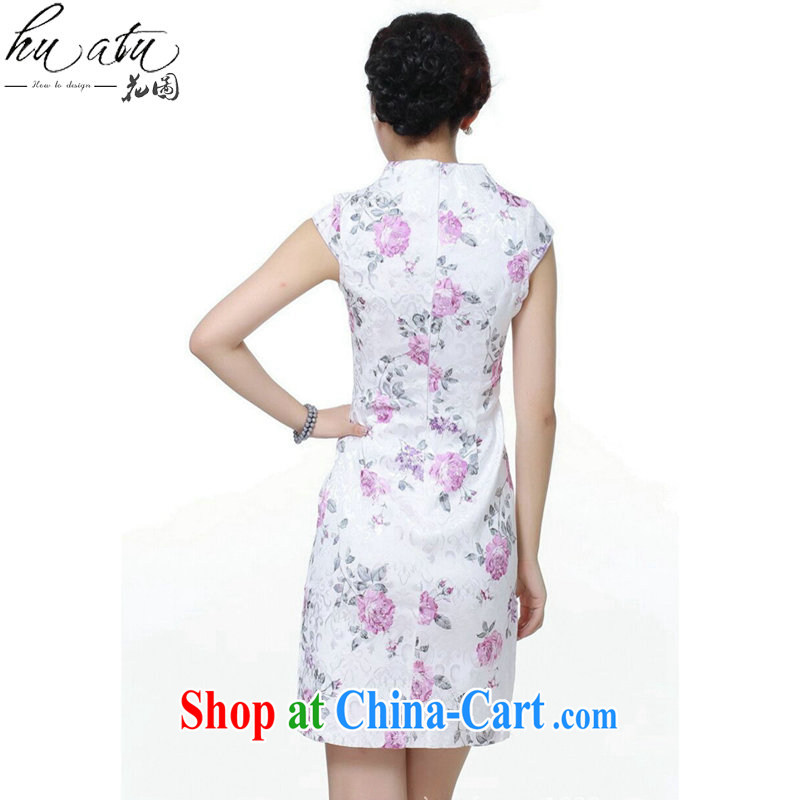 Take the cheongsam Tang Women's clothes summer wear new Chinese Dress improved version the collar jacquard cotton short cheongsam dress such as the color 2 XL, figure, and shopping on the Internet