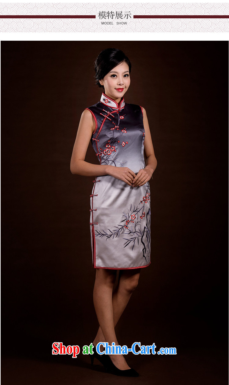 once and for all, qipao custom 2015 new improved stylish dresses short summer heavy silk embroidery cheongsam dress black-and-white gradient tailored 20 Day Shipping pictures, price, brand platters! Elections are good character, the national distribution, so why buy now enjoy more preferential! Health