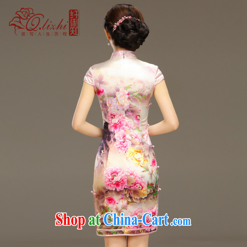 Slim li know zipping by summer 2015 new retro elegant refined and stylish everyday silk sauna silk short cheongsam QLZ Q 15 6003 zipping by L pre-sale 5 days, slim Li (Q . LIZHI), online shopping