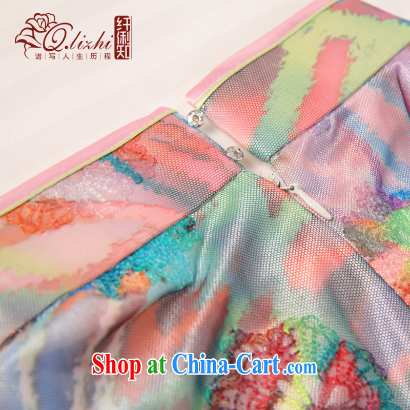 Slim li know Yee-kam Ethnic Wind cheongsam dress girls lace dress new improved stylish Chinese short-sleeved daily QLZ Q 15 6005 Yee-kam XXL, slim Li (Q . LIZHI), online shopping