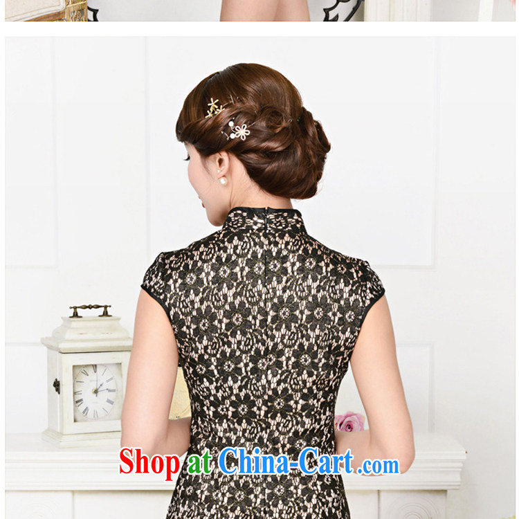 The stone 2015 summer new stylish short-sleeve dresses lace cheongsam dress black lace two flower peony flower 2XL pictures, price, brand platters! Elections are good character, the national distribution, so why buy now enjoy more preferential! Health