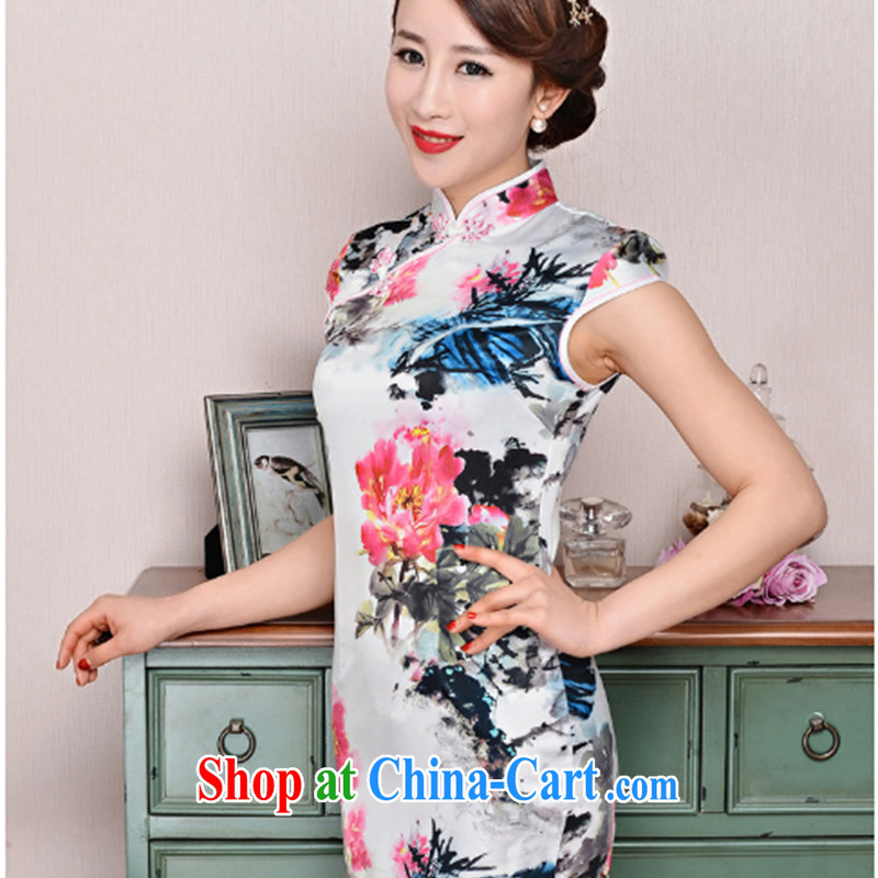 Refreshing new Ethnic Wind elegant low the forklift truck serving toast improved cheongsam dress summer T-shirt dresses, fresh air, and shopping on the Internet