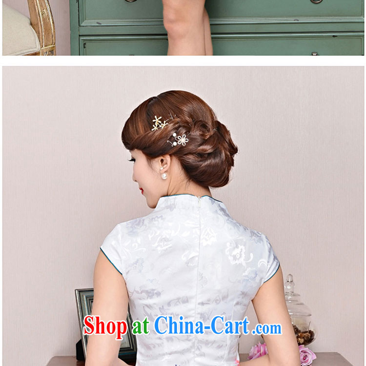 The stone new Ethnic Wind and elegant low the forklift truck serving toast improved cheongsam dress summer T-shirt dresses female white Peony two bird M pictures, price, brand platters! Elections are good character, the national distribution, so why buy now enjoy more preferential! Health