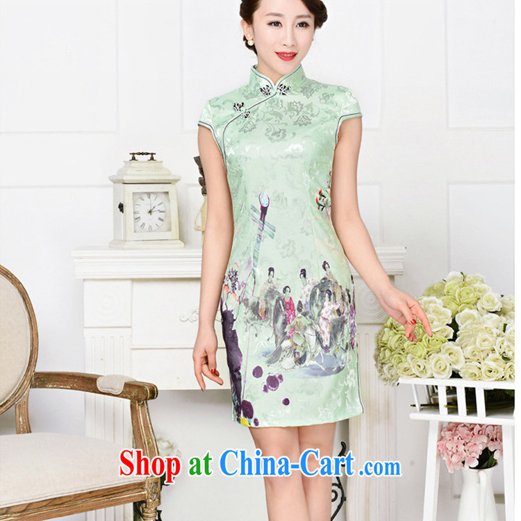 The new nation, the elegant low the forklift truck serving toast improved cheongsam dress summer T-shirt dresses female white red Peony floral M pictures, price, brand platters! Elections are good character, the national distribution, so why buy now enjoy more preferential! Health