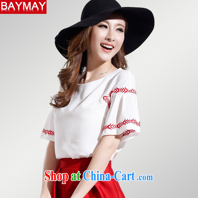 Ya-ting store 2015 Korean version of the new paragraph 100 cultivating a doll style graphics thin female short-sleeved snow woven embroidery t-shirt 85,050 XL red, blue rain bow, and shopping on the Internet
