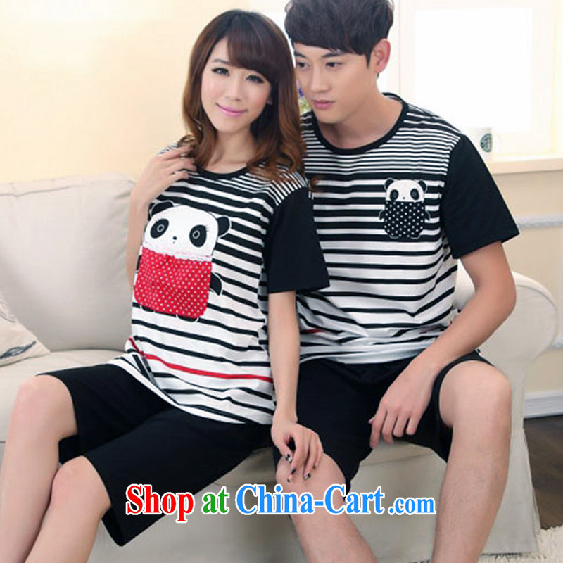 Allie's stylish new cotton short sleeve with black-and-white Panda couples replace pajamas clothes FA R 1013 6620 black XL, Allie Mo (AILIMU), online shopping