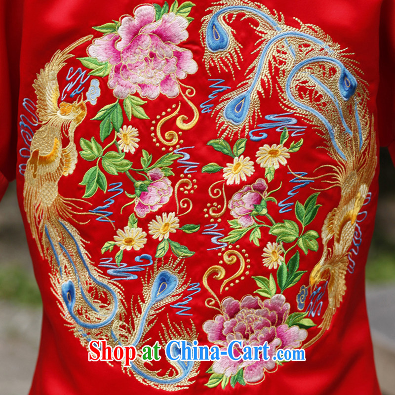 Show Groups family groups show their Su-wo service bridal gown Chinese wedding dress 2015 New Red bows married Yi retro dresses show kimono red XS, Sau Wo family, shopping on the Internet