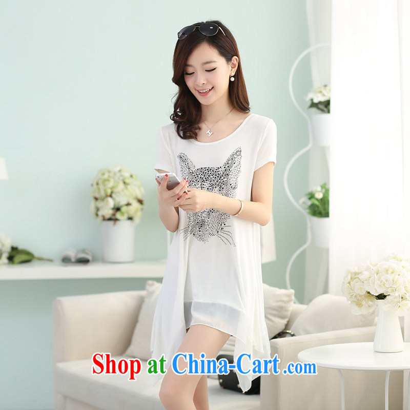 Deloitte Touche Tohmatsu store sunny summer 2015 new female Korean version with cultivating the code loose cotton shirt T girl, long, solid white shirt bbjy 1251 are code