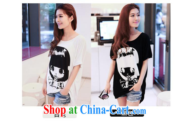 Qin Qing store Korean version 2014 summer female new short-sleeved round-collar female cartoon bat sleeves thick MM loose T pension white nrww 909 are code pictures, price, brand platters! Elections are good character, the national distribution, so why buy now enjoy more preferential! Health
