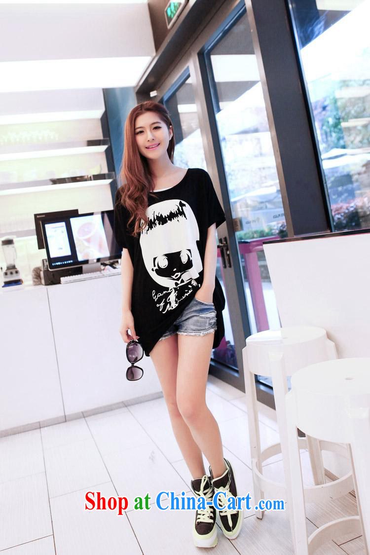 Qin Qing store Korean version 2014 summer female new short-sleeved round-collar female cartoon bat sleeves thick MM loose T pension white nrww 909 are code pictures, price, brand platters! Elections are good character, the national distribution, so why buy now enjoy more preferential! Health