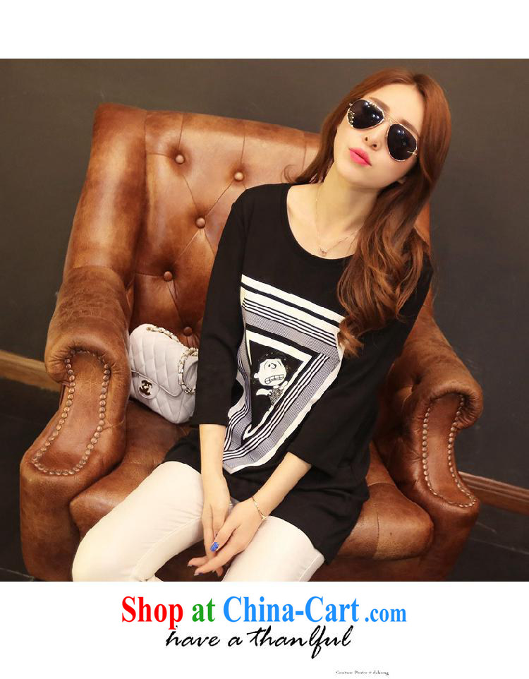 Deloitte Touche Tohmatsu store sunny summer 2015 new girls T-shirts Korean version in relaxed long leisure 9 sleeved black shirt T black YDBW 6612 XL pictures, price, brand platters! Elections are good character, the national distribution, so why buy now enjoy more preferential! Health