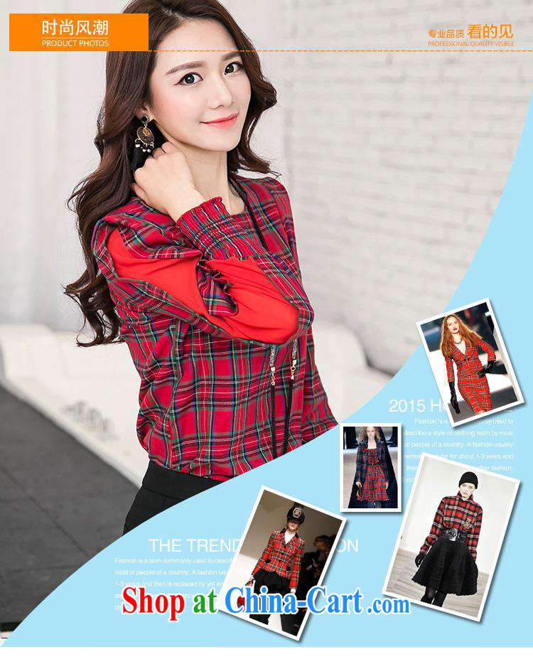 Qin Qing store spring 2015 New Kit Korean fashion graphics thin female grid leisure suite trousers two long-sleeved pants Kit red, 5021 FZZ XXL pictures, price, brand platters! Elections are good character, the national distribution, so why buy now enjoy more preferential! Health