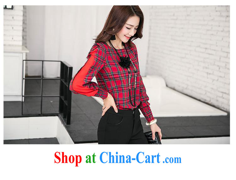 Qin Qing store spring 2015 New Kit Korean fashion graphics thin female grid leisure suite trousers two long-sleeved pants Kit red, 5021 FZZ XXL pictures, price, brand platters! Elections are good character, the national distribution, so why buy now enjoy more preferential! Health