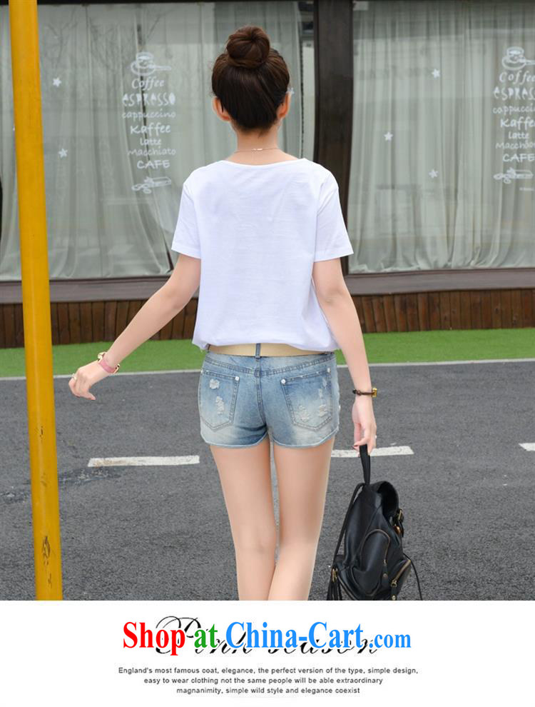 Deloitte Touche Tohmatsu store sunny summer 2015 new Korean female round-collar loose T-shirt white letters short-sleeved shirt T girls white summer 6968 SYB XL pictures, price, brand platters! Elections are good character, the national distribution, so why buy now enjoy more preferential! Health