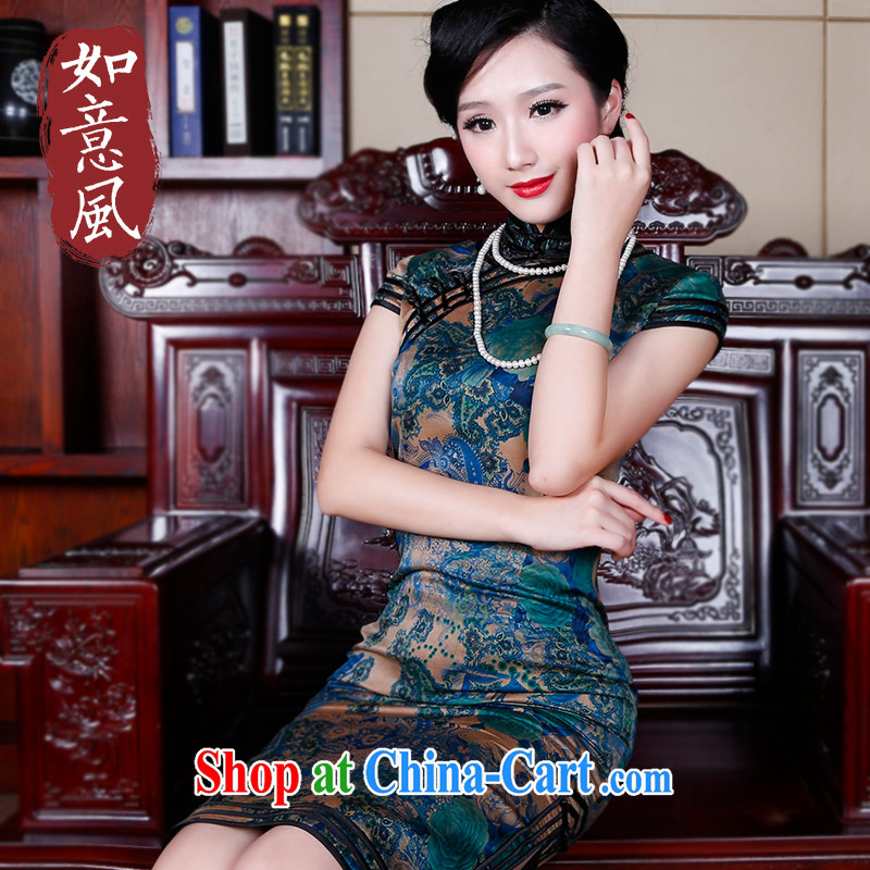 Wind sporting high-end new Hong Kong cloud dresses cheongsam dress Silk Dresses and stylish summer improved antique cheongsam dress suit 5243 S sporting, wind, shopping on the Internet