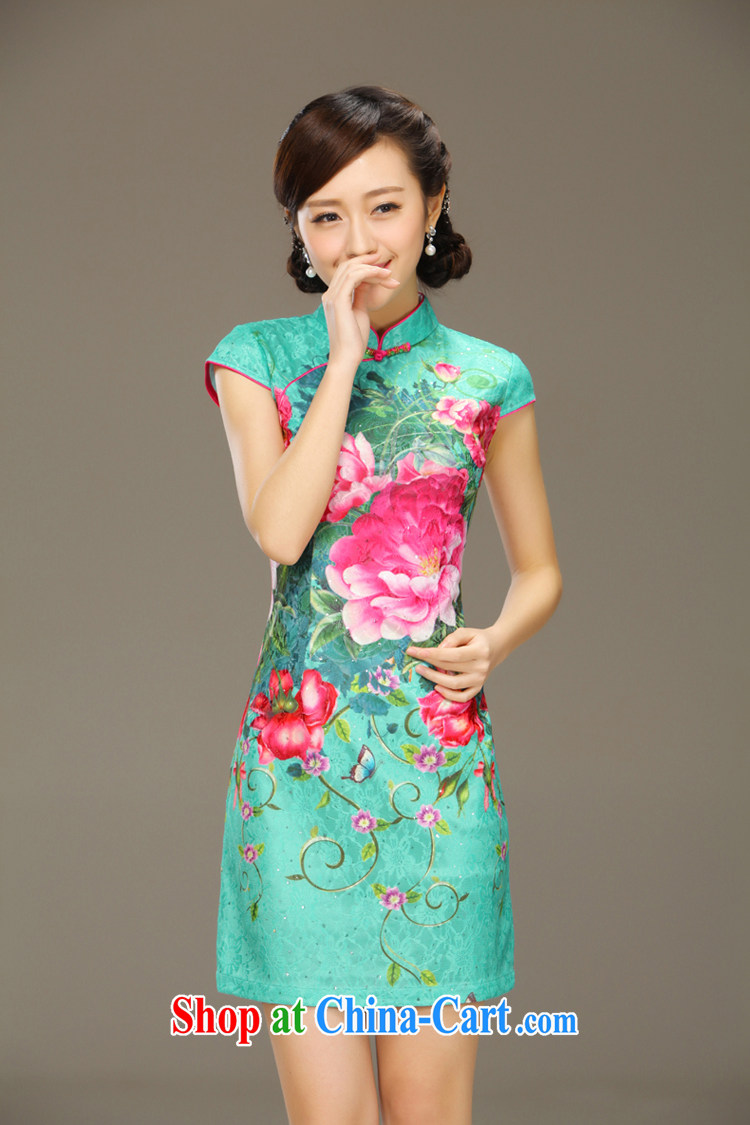 Slim LI knows the heart lace stamp antique cheongsam dress 2015 new dresses short spring and summer with improved QLZ Q 15 6023 lock heart XXL pictures, price, brand platters! Elections are good character, the national distribution, so why buy now enjoy more preferential! Health