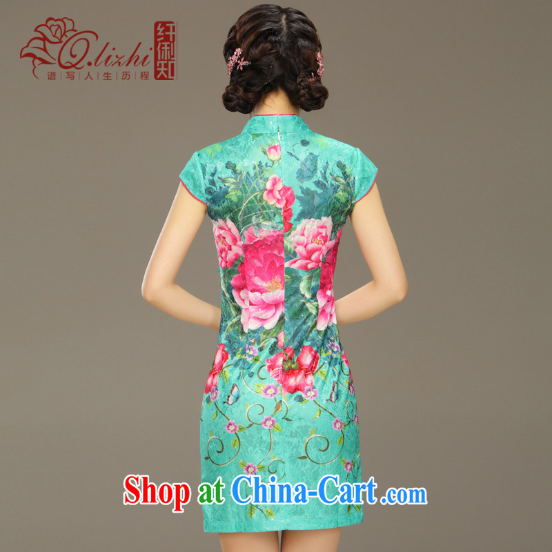 Slim LI knows the heart lace stamp antique cheongsam dress 2015 new dresses, short spring and summer improved QLZ Q 15 6023 lock heart XXL, slim Li (Q . LIZHI), online shopping