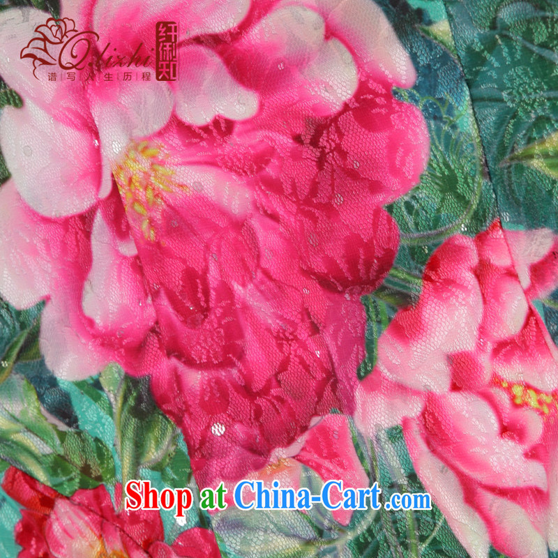 Slim LI knows the heart lace stamp antique cheongsam dress 2015 new dresses, short spring and summer improved QLZ Q 15 6023 lock heart XXL, slim Li (Q . LIZHI), online shopping