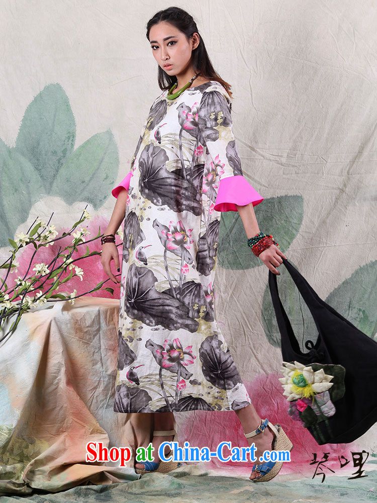 Chin miles original Chinese wind summer 2015 new cotton Ma dresses horn cuff Lotus stamp cheongsam floral pictures, price, brand platters! Elections are good character, the national distribution, so why buy now enjoy more preferential! Health