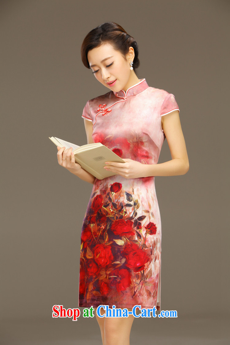 Slim li know dust shadow silk short cheongsam dress new spring and summer retro daily improved sauna Silk Dresses women Beauty QLZ Q 15 6028 dust shadow XXL pictures, price, brand platters! Elections are good character, the national distribution, so why buy now enjoy more preferential! Health