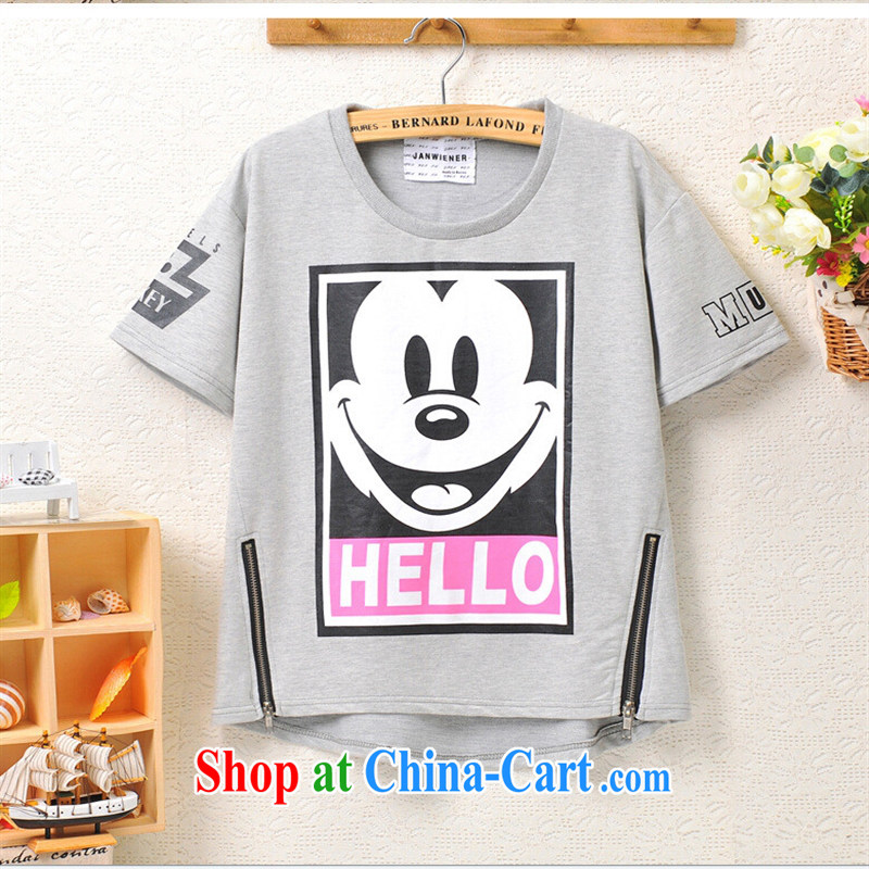 Qin Qing store 2015 summer new Korean cute smiley face zip letters, stamp duty short-sleeve shirt T female black, code, GENYARD, shopping on the Internet