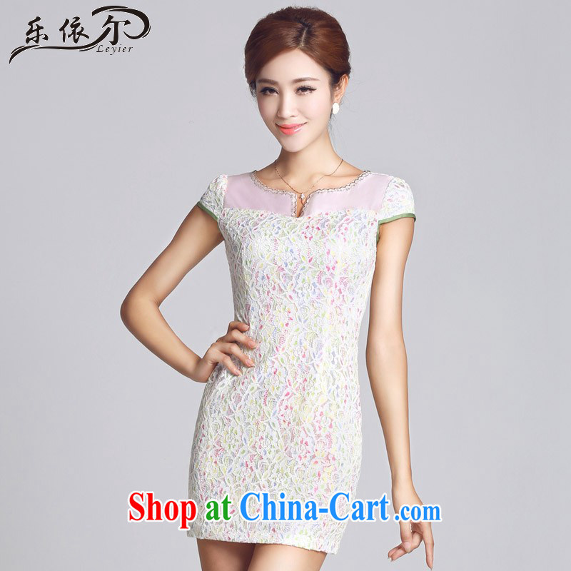 And, in accordance with lace-patterned improved short, female cheongsam dress daily lady LYE 66,605 white XXL, in accordance with (leyier), shopping on the Internet