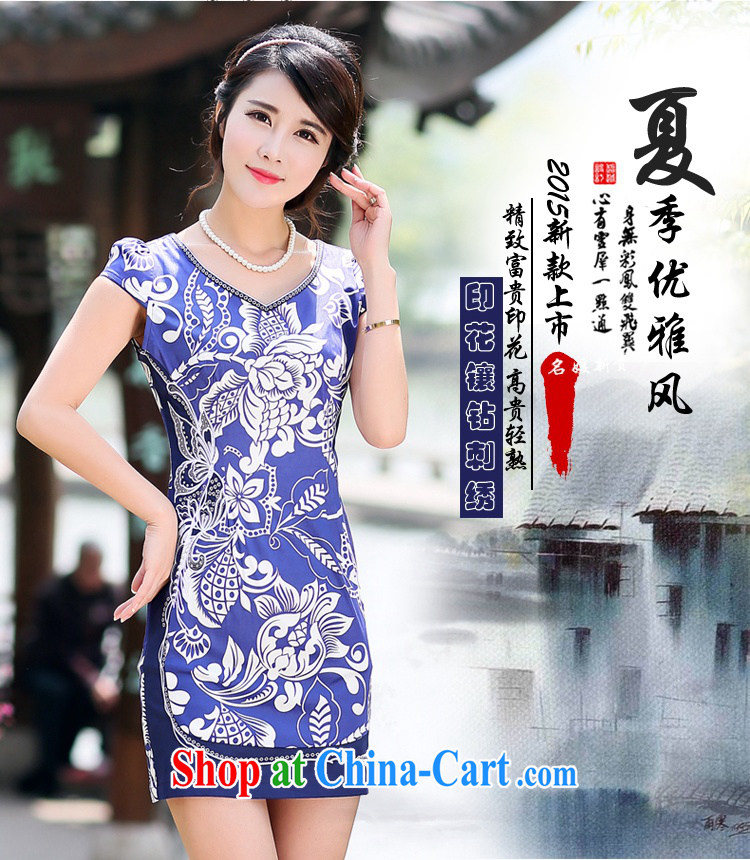 Jin Bai Lai new dresses skirts improved summer 2015 women stamp high fashion dresses beauty Chinese Dress 4 XL pictures, price, brand platters! Elections are good character, the national distribution, so why buy now enjoy more preferential! Health