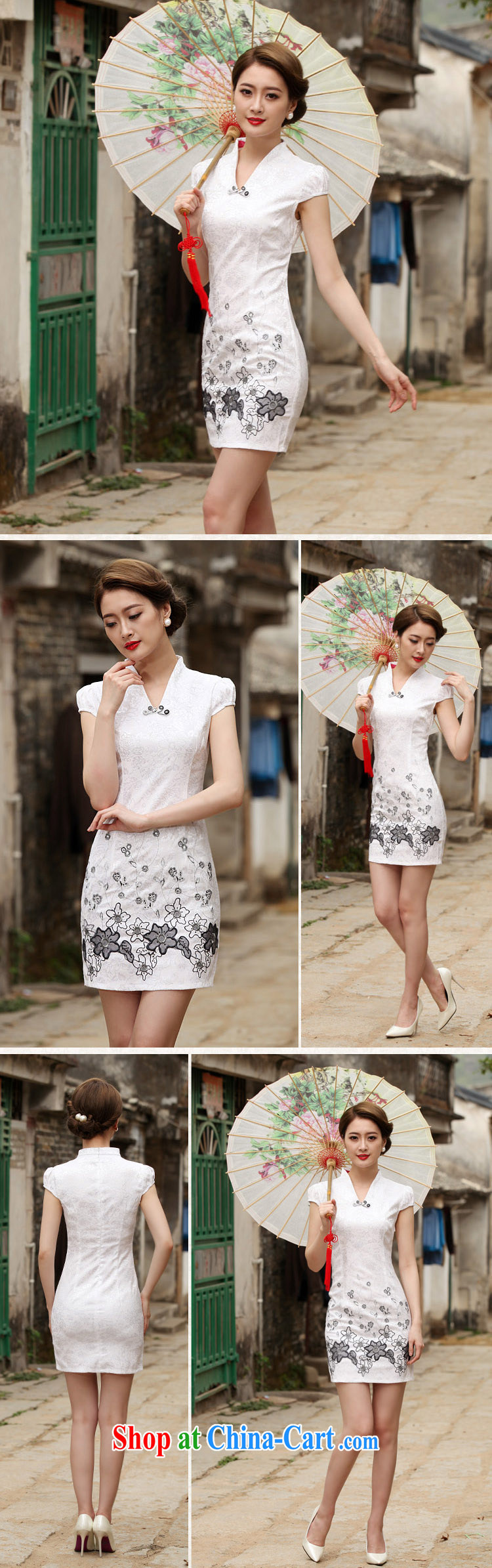 kam beauty new stylish retro short qipao cheongsam dress day dresses M 3072 white XXL pictures, price, brand platters! Elections are good character, the national distribution, so why buy now enjoy more preferential! Health