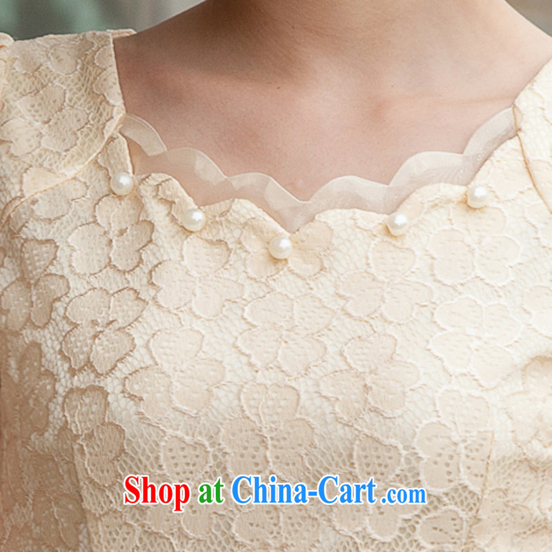 kam beauty new stylish beauty language empty hook flower dresses lace cheongsam M 3073 yellow XL, Kam beauty (JZM), online shopping