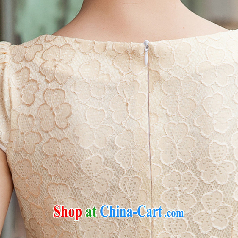 kam beauty new stylish beauty language empty hook flower dresses lace cheongsam M 3073 yellow XL, Kam beauty (JZM), online shopping