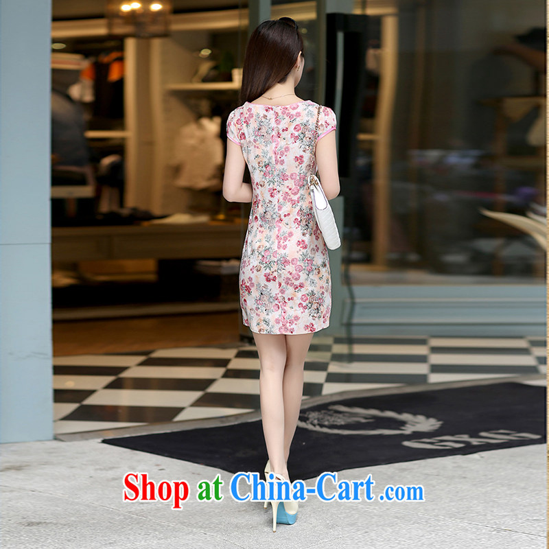 Nest, summer 2015 the new retro style daily improved female embroidery cheongsam beauty dress pink XL, nests, and shopping on the Internet