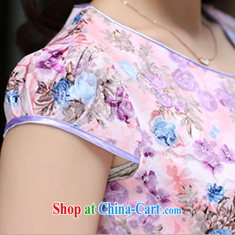 Nest, summer 2015 the new retro style daily improved female embroidery cheongsam beauty dress pink XL, nests, and shopping on the Internet