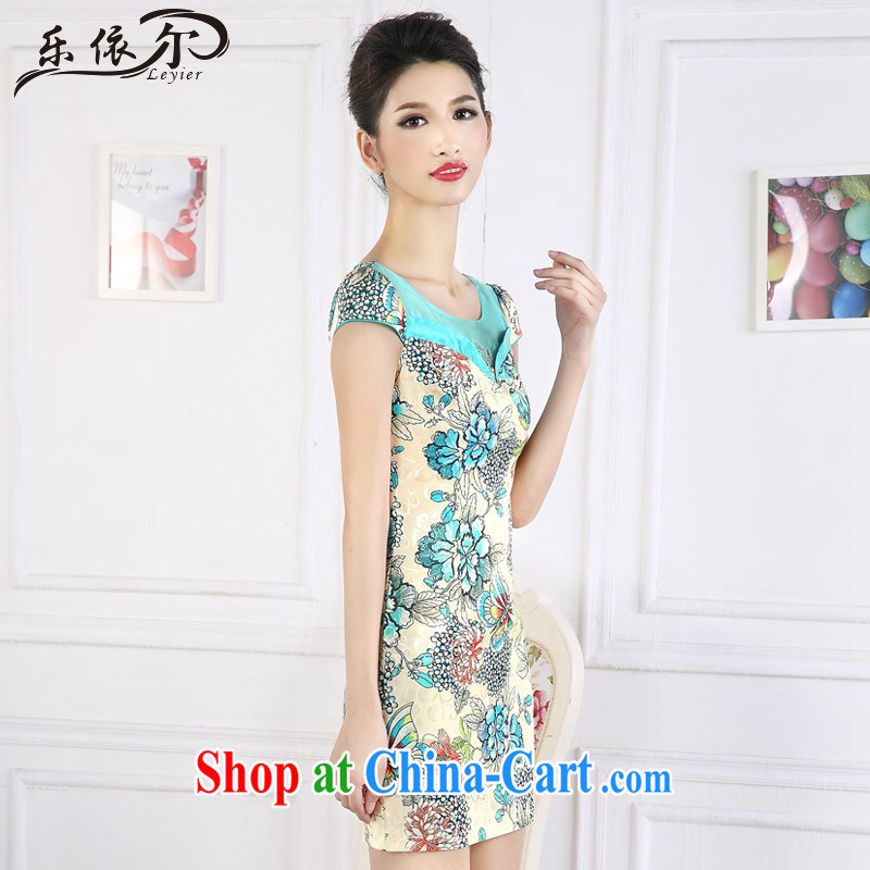 And, in accordance with antique Ethnic Wind stamp short cheongsam dress short-sleeved improved female cheongsam dress the drill LYE 66,627 green XXL, in accordance with (leyier), shopping on the Internet