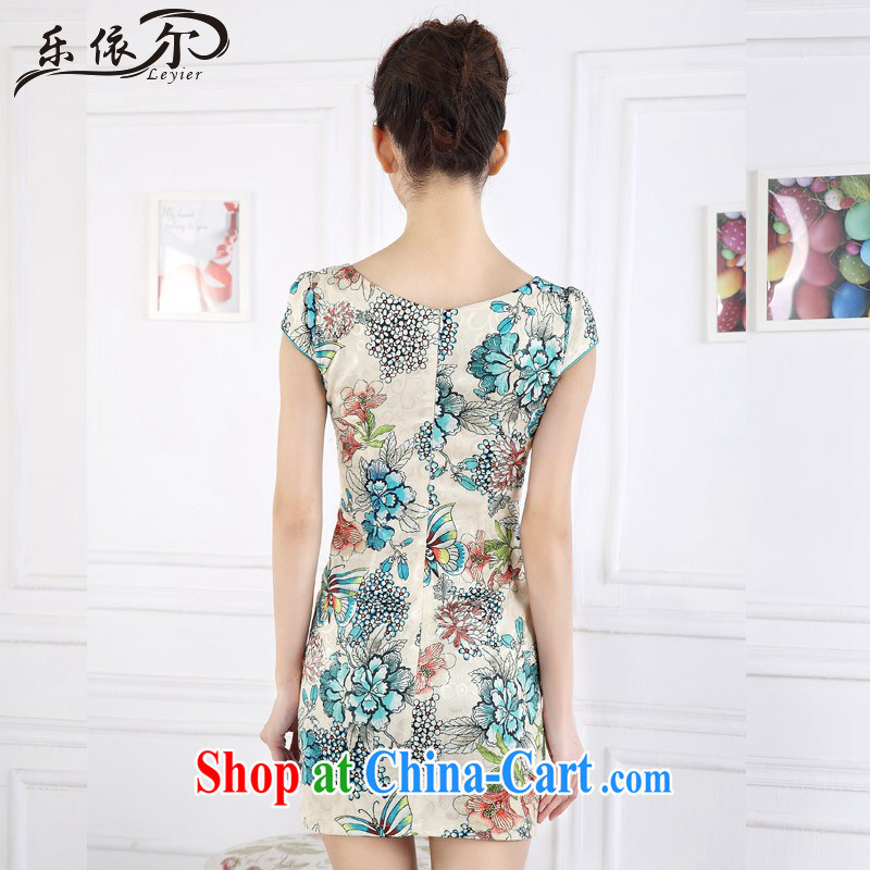 And, in accordance with antique Ethnic Wind stamp short cheongsam dress short-sleeved improved female cheongsam dress the drill LYE 66,627 green XXL, in accordance with (leyier), shopping on the Internet