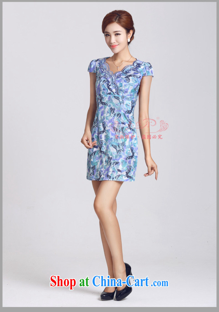 And, in accordance with short-sleeved dresses female short cheongsam dress daily improved cheongsam lady retro LYE 66,625 blue XXL pictures, price, brand platters! Elections are good character, the national distribution, so why buy now enjoy more preferential! Health
