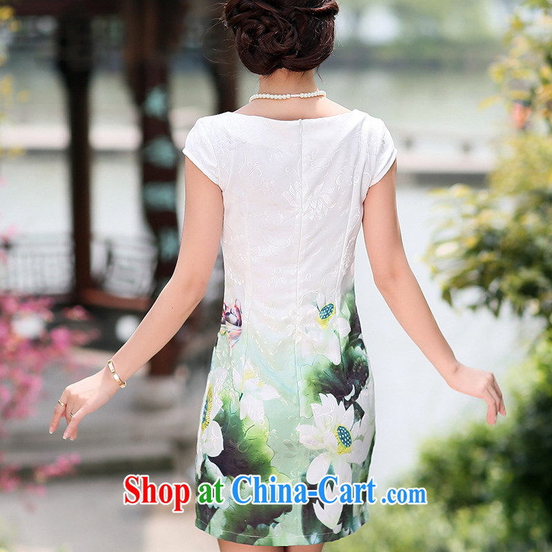 Jin Bai Lai improved cheongsam dress summer 2015 decorated in a video thin short-sleeved dresses retro style large, new Chinese green 4XL idealistically Bai Lai (C . Z . BAILEE), online shopping